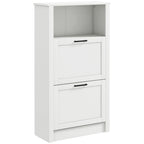 Meuble à chaussures étroit en MDF blanc avec 2 tiroirs basculants et étagères réglables pour 1