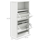 Meuble à chaussures étroit en MDF blanc avec 2 tiroirs basculants et étagères réglables pour 1