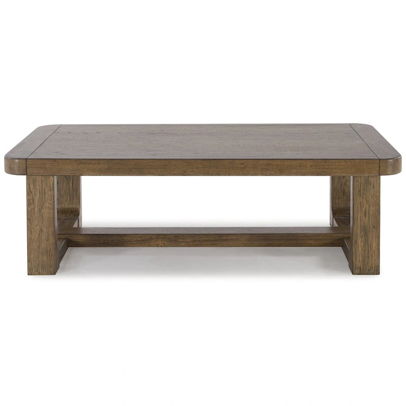 Table basse – Marron clair, placage de noyer et bois dur, 1-2 utilisateurs