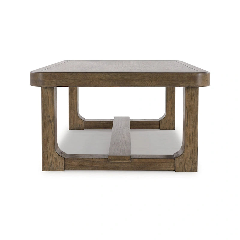 Table basse – Marron clair, placage de noyer et bois dur, 1-2 utilisateurs