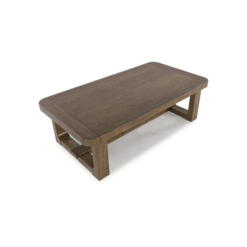 Table basse – Marron clair, placage de noyer et bois dur, 1-2 utilisateurs