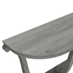 Console demi-ovale – Chêne Gris Vintage, Pieds Courbés Style Ferme & Base Piédestal, Utilisation Individuelle