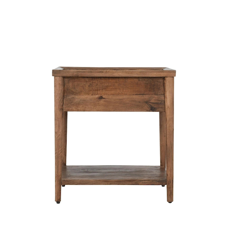 Table d'appoint à 1 tiroir – Marron, bois de manguier massif, utilisateur unique