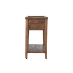 Table d'appoint à 1 tiroir – Marron, bois de manguier massif, utilisateur unique