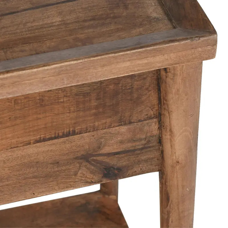 Table d'appoint à 1 tiroir – Marron, bois de manguier massif, utilisateur unique