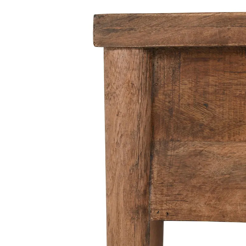 Table d'appoint à 1 tiroir – Marron, bois de manguier massif, utilisateur unique
