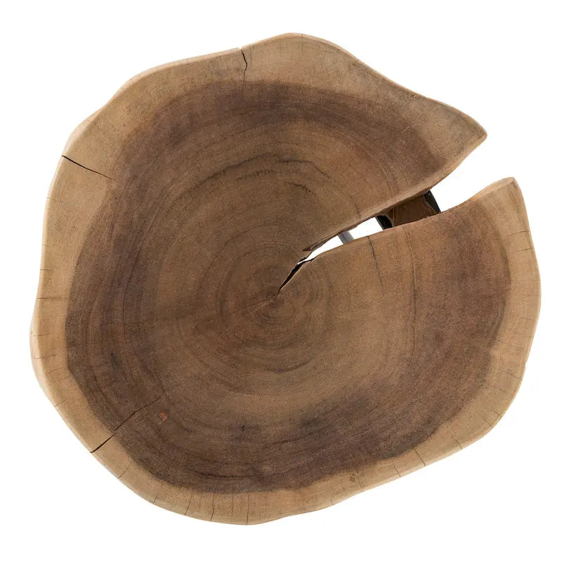 Table d'appoint ronde – Marron/Noir, bois d'acacia massif & pieds en métal, pour une personne