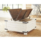 Table basse Wystfield d'Ashley Signature Design, en pin vieilli ivoire et brun