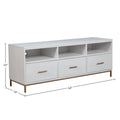 Meuble TV console en bois à 3 tiroirs – Blanc, Acajou Moderne et Gestion des câbles, 1 à 2 utilisateurs