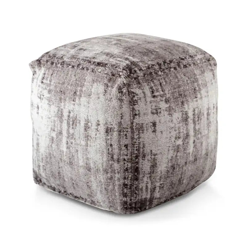 Pouf ottoman – Noir et gris, coton fait main, 1 place
