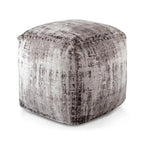 Pouf ottoman – Noir et gris, coton fait main, 1 place