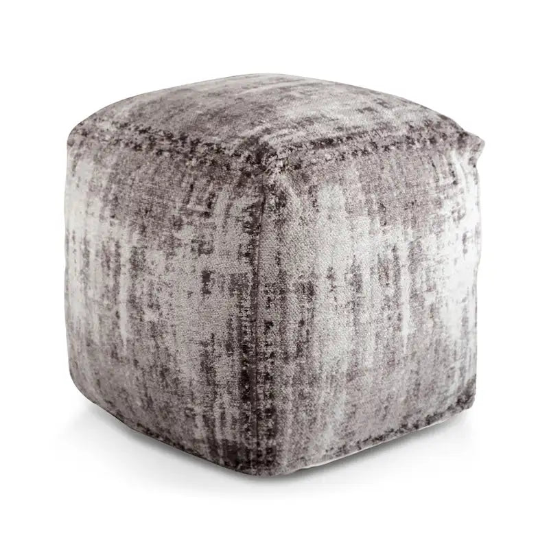 Pouf ottoman – Noir et gris, coton fait main, 1 place