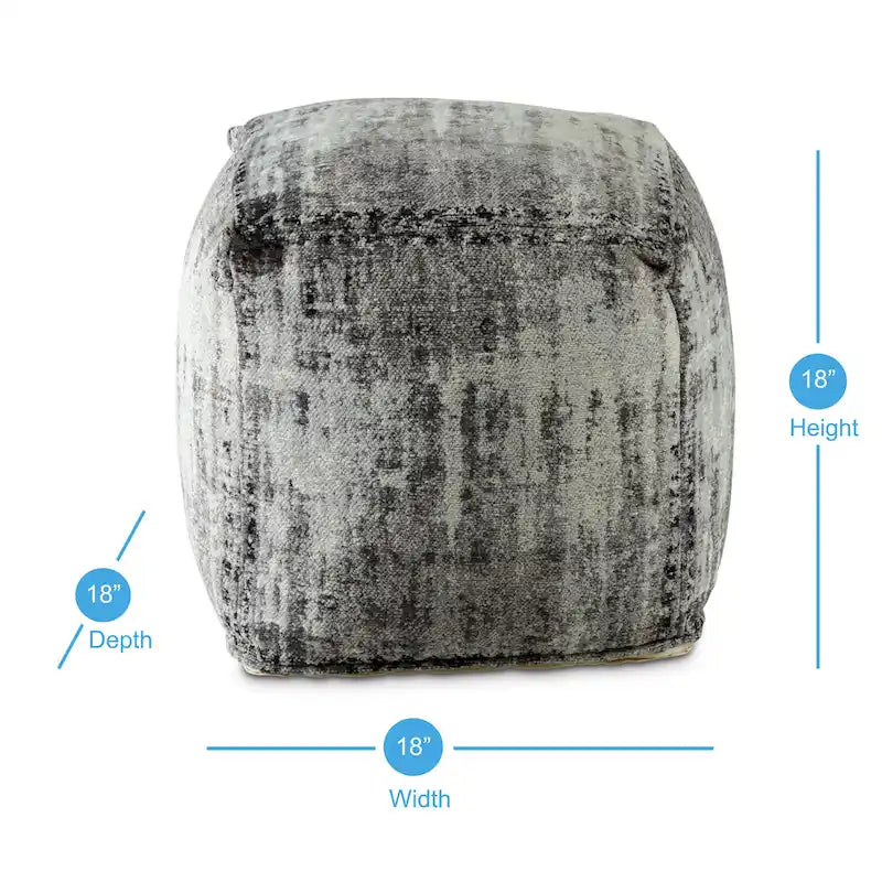 Pouf ottoman – Noir et gris, coton fait main, 1 place