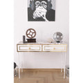 Console – Marbre Blanc, Piétement Métal Moderne, Monoposte