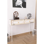 Console – Marbre Blanc, Piétement Métal Moderne, Monoposte