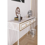 Console – Marbre Blanc, Piétement Métal Moderne, Monoposte