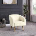 Fauteuil d'appoint Sherpa avec pieds en bois – Crème, tissu Sherpa doux et moderne, une place