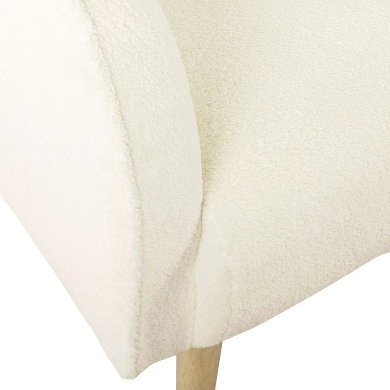 Fauteuil d'appoint Sherpa avec pieds en bois – Crème, tissu Sherpa doux et moderne, une place
