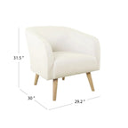 Fauteuil d'appoint Sherpa avec pieds en bois – Crème, tissu Sherpa doux et moderne, une place