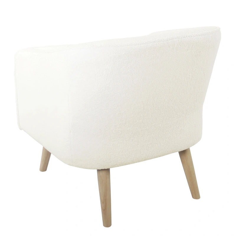 Fauteuil d'appoint Sherpa avec pieds en bois – Crème, tissu Sherpa doux et moderne, une place