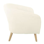 Fauteuil d'appoint Sherpa avec pieds en bois – Crème, tissu Sherpa doux et moderne, une place