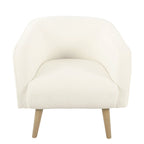 Fauteuil d'appoint Sherpa avec pieds en bois – Crème, tissu Sherpa doux et moderne, une place