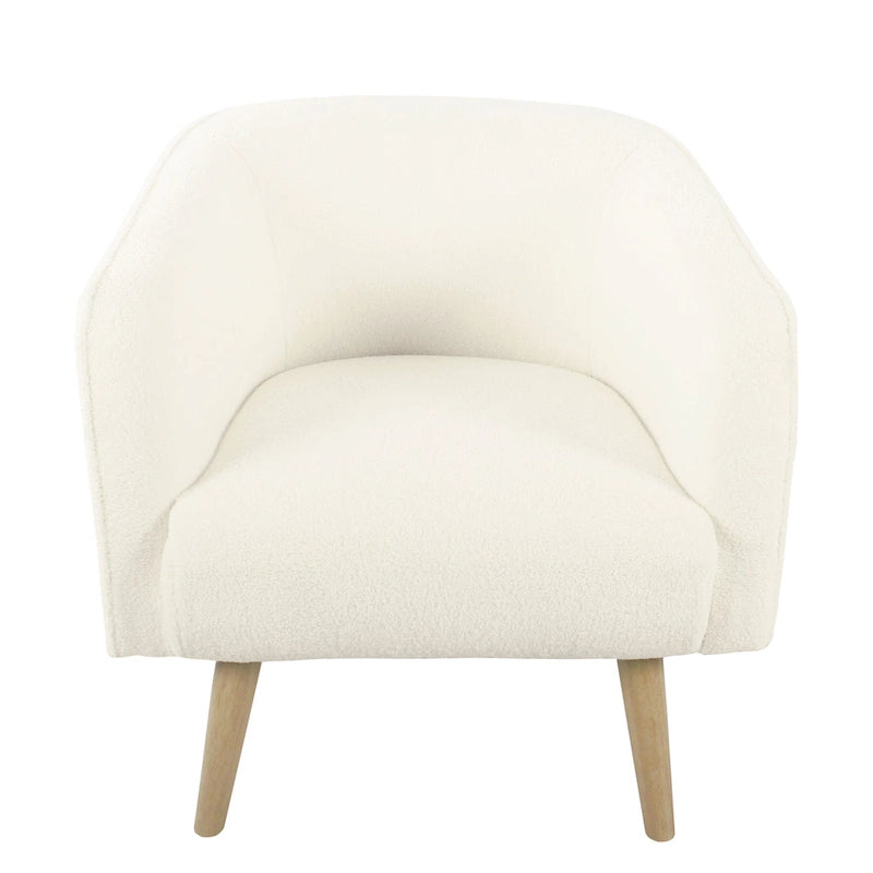 Fauteuil d'appoint Sherpa avec pieds en bois – Crème, tissu Sherpa doux et moderne, une place