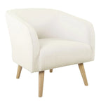 Fauteuil d'appoint Sherpa avec pieds en bois – Crème, tissu Sherpa doux et moderne, une place