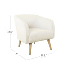 Fauteuil d'appoint Sherpa avec pieds en bois – Crème, tissu Sherpa doux et moderne, une place
