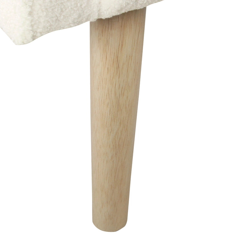 Fauteuil d'appoint Sherpa avec pieds en bois – Crème, tissu Sherpa doux et moderne, une place