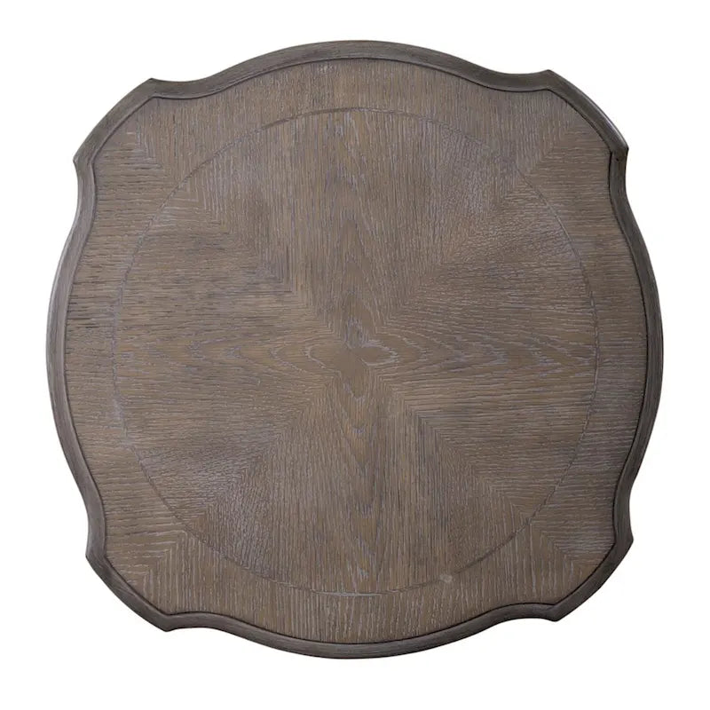 Table d'appoint ronde – Blanc antique, pied en bois, une personne