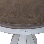 Table d'appoint ronde – Blanc antique, pied en bois, une personne