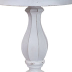 Table d'appoint ronde – Blanc antique, pied en bois, une personne