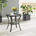 Table d'appoint d'extérieur carrée – Marron, résine tressée PE et plateau en verre trempé, une place