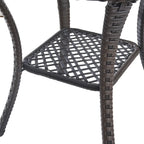 Table d'appoint d'extérieur carrée – Marron, résine tressée PE et plateau en verre trempé, une place