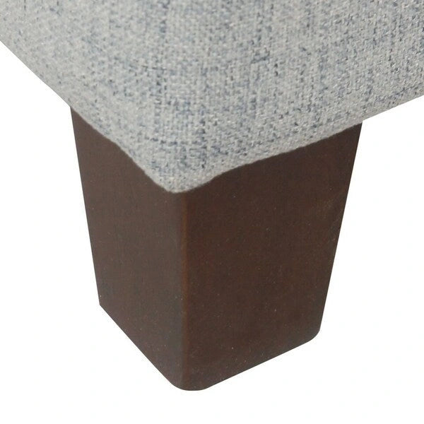 Banc de rangement capitonné avec couvercle à charnière – Bleu clair, tissu moderne et pieds en bois de noyer foncé, 1 à 2 utilisateurs