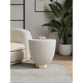 Table d'appoint ronde tapissée – Crème / Orange / Gris / Vert, Similicuir et Base Dorée, Utilisateur Unique