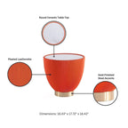 Table d'appoint ronde tapissée – Crème / Orange / Gris / Vert, Similicuir et Base Dorée, Utilisateur Unique