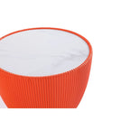 Table d'appoint ronde tapissée – Crème / Orange / Gris / Vert, Similicuir et Base Dorée, Utilisateur Unique