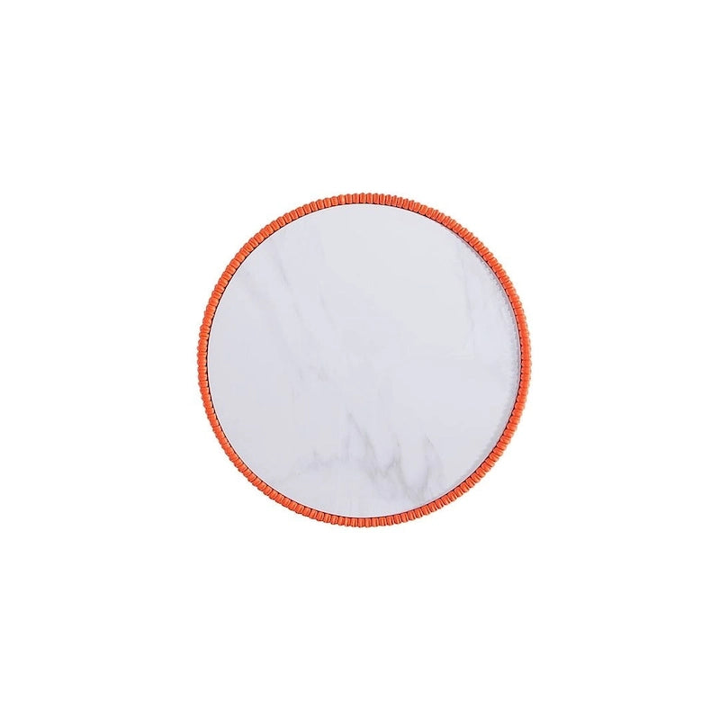 Table d'appoint ronde tapissée – Crème / Orange / Gris / Vert, Similicuir et Base Dorée, Utilisateur Unique