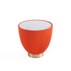 Table d'appoint ronde tapissée – Crème / Orange / Gris / Vert, Similicuir et Base Dorée, Utilisateur Unique