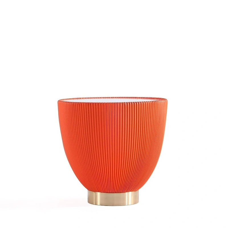 Table d'appoint ronde tapissée – Crème / Orange / Gris / Vert, Similicuir et Base Dorée, Utilisateur Unique
