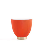 Table d'appoint ronde tapissée – Crème / Orange / Gris / Vert, Similicuir et Base Dorée, Utilisateur Unique