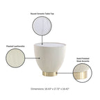 Table d'appoint ronde tapissée – Crème / Orange / Gris / Vert, Similicuir et Base Dorée, Utilisateur Unique