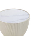 Table d'appoint ronde tapissée – Crème / Orange / Gris / Vert, Similicuir et Base Dorée, Utilisateur Unique