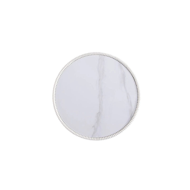 Table d'appoint ronde tapissée – Crème / Orange / Gris / Vert, Similicuir et Base Dorée, Utilisateur Unique