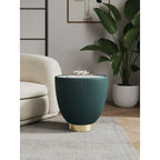 Table d'appoint ronde tapissée – Crème / Orange / Gris / Vert, Similicuir et Base Dorée, Utilisateur Unique