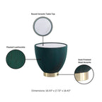 Table d'appoint ronde tapissée – Crème / Orange / Gris / Vert, Similicuir et Base Dorée, Utilisateur Unique