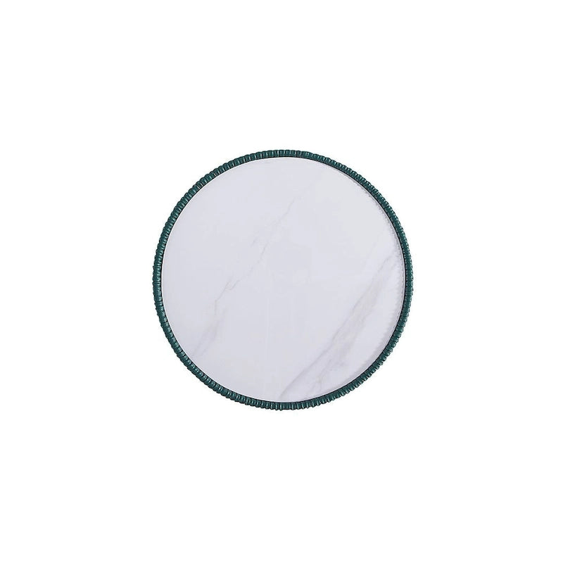 Table d'appoint ronde tapissée – Crème / Orange / Gris / Vert, Similicuir et Base Dorée, Utilisateur Unique