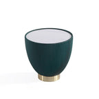 Table d'appoint ronde tapissée – Crème / Orange / Gris / Vert, Similicuir et Base Dorée, Utilisateur Unique